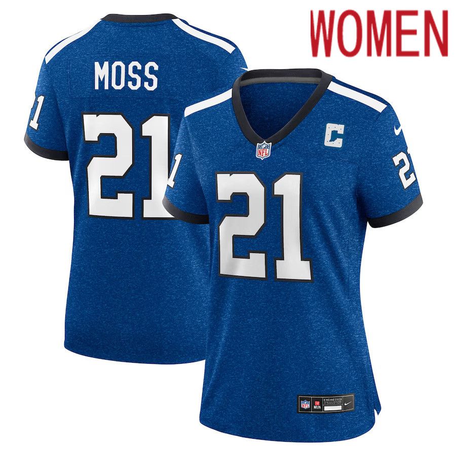 Women Indianapolis Colts 21 Zack Moss Nike Royal Indiana Nights Alternate Game NFL Jersey